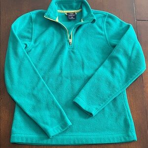 Lands' End Teal Half-Zip Fleece Pullover with Yellow Trim